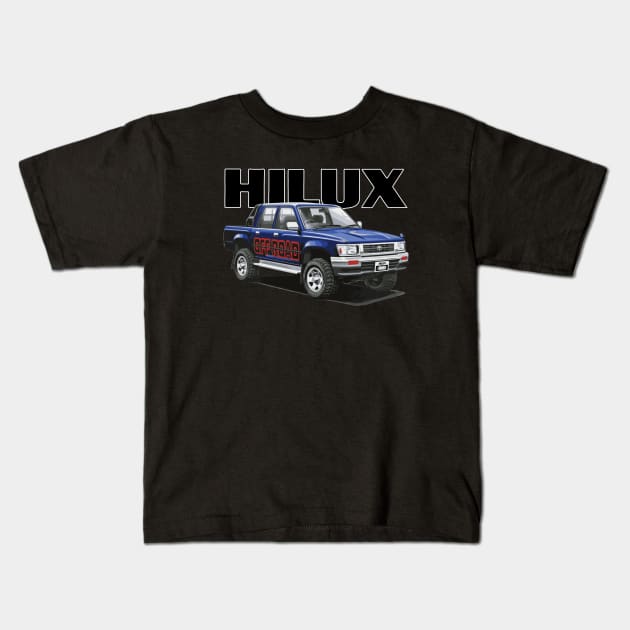 LN107 Hilux PickUp Double Cab 4WD '94 5th gen Kids T-Shirt by cowtown_cowboy